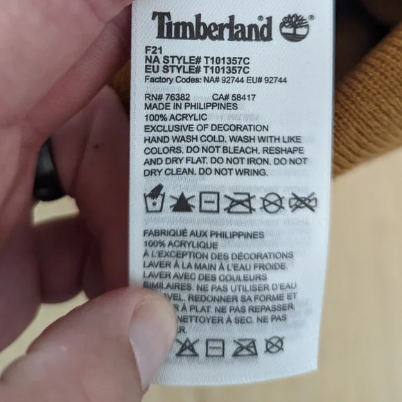 Timberland Cuffed Color Block Knit Beanie One Size Black Wheat Brown - Picture 7 of 7